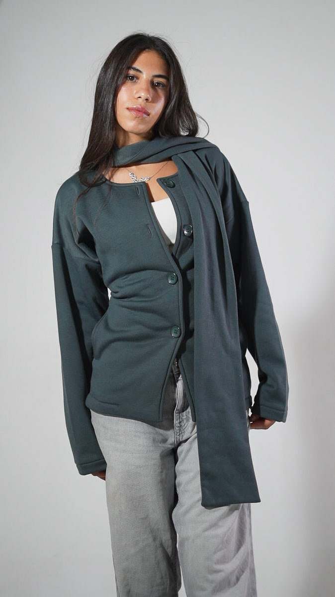 Charcoal cozy scarf jacket